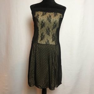 Black Lace Embellished Tube Dress